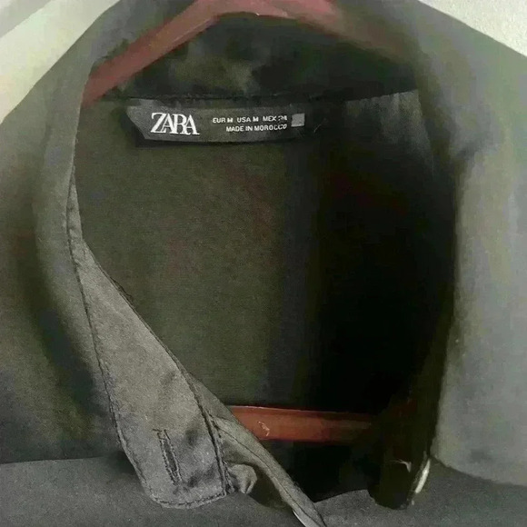 Zara FLOWY SATIN EFFECT Long Sleeve Shirt size M - Picture 7 of 9